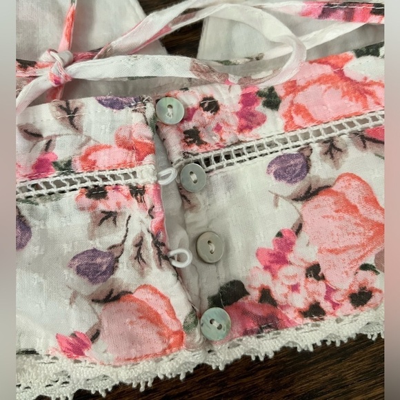 Zara Floral Crop Top V Neck Crosses In Back - Picture 4 of 6